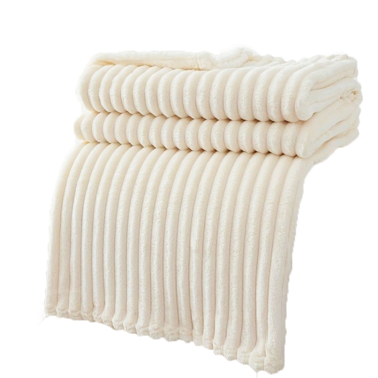 Koc z Mikrofibry Pluszowy tłoczony 150x210 - Ecru